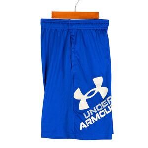 Under Armour UA‎ Prototype 2.0 Logo Shorts Blue White Kids Youth Large 1361817